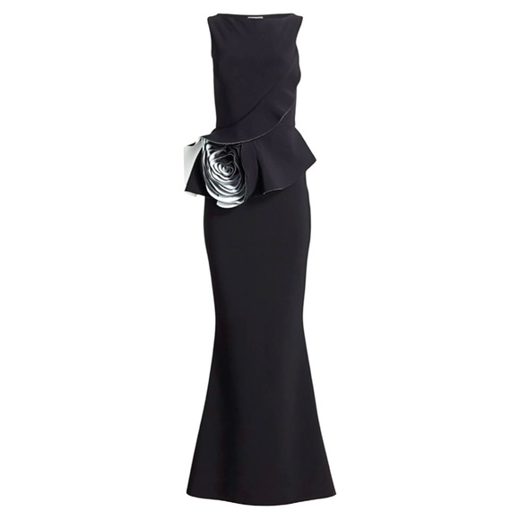 CHIARA BONI LA PETITE ROBE Morny 3D Flower Ruffle Sleeveless Gown Maxi Dress NEW - Picture 6 of 11